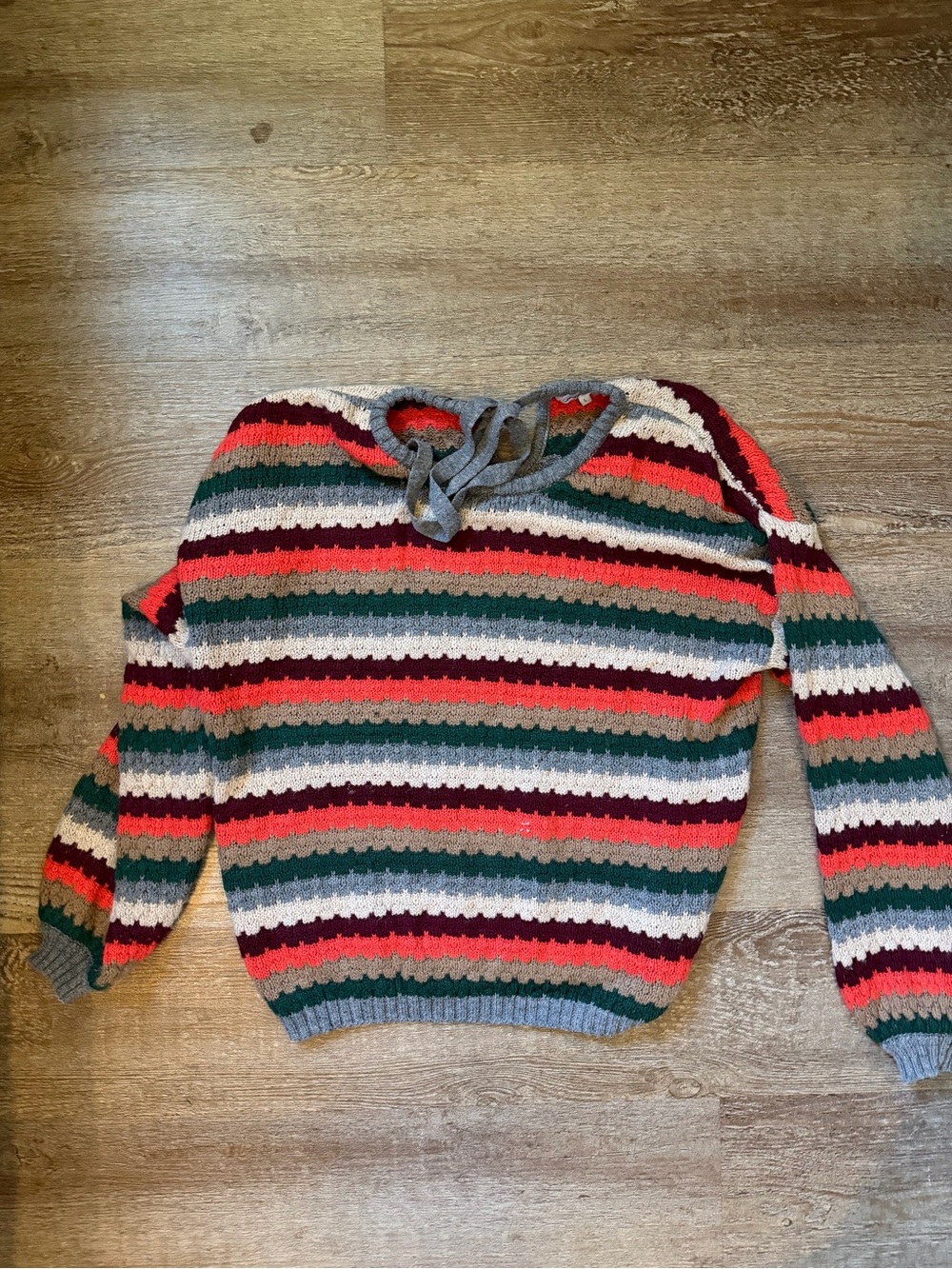Madewell Multicolor Striped Knit Sweater with Tie Neck